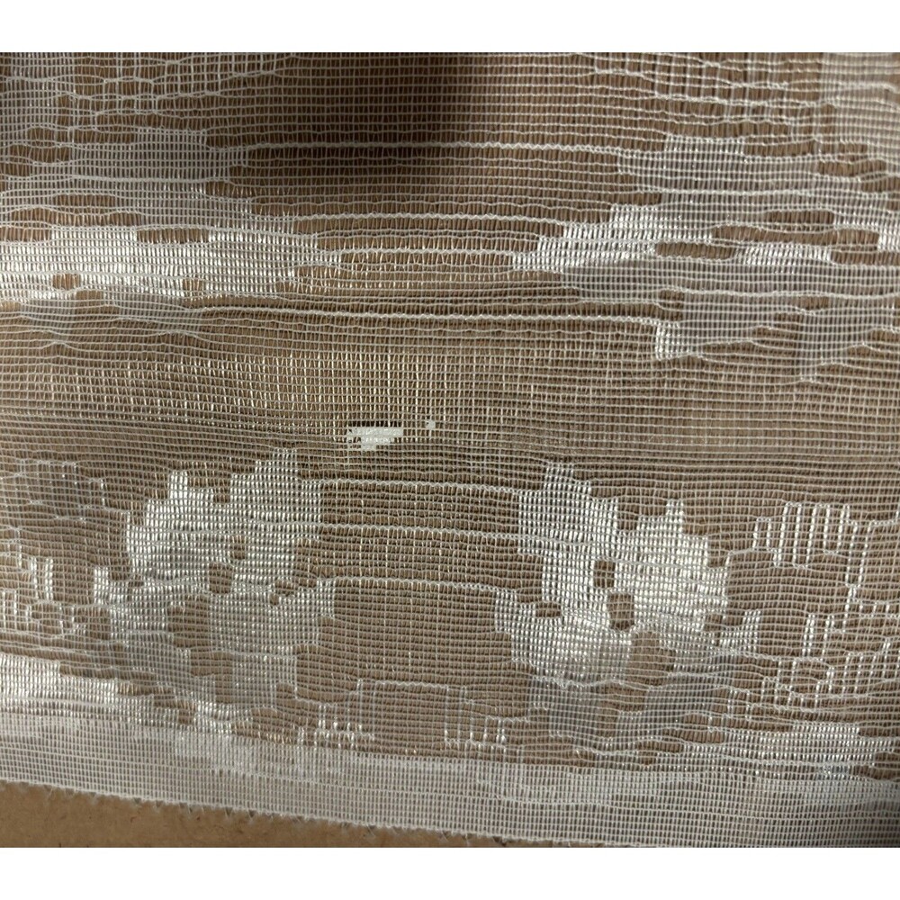 Vtg Ivory Floral Lace Curtain Ruffled Edges Attached Valance 58x84 Cottage Core - Picture 16 of 16